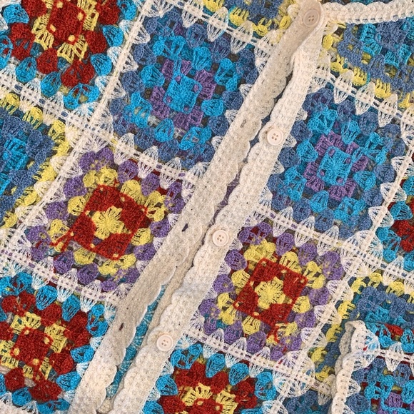 Knit cardigan multicolor long sleeve, classic,‎ loose fit, - Picture 12 of 13